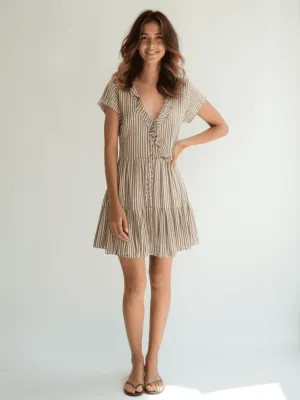 Altered State Taupe/White Stripe Dress – Size XS