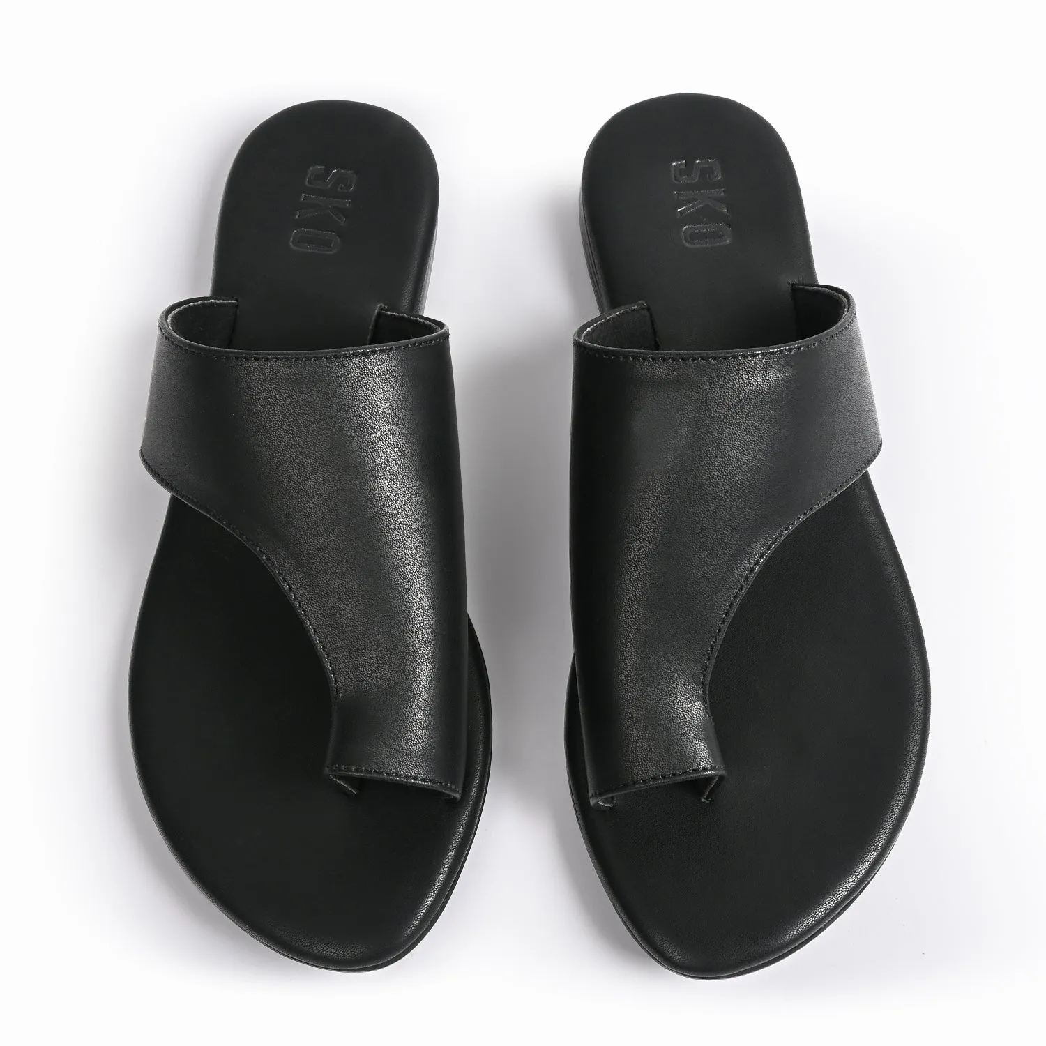 Amalfi Black Flat Sandals For Women