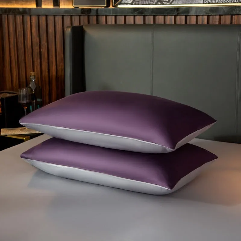 Anyhouz Duvet Comforter Set Double Purple/ Light Grey Egyptian Cotton Thick Blanket Bedspread 6 Pcs Bed Set