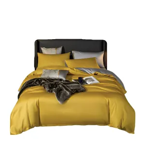 Anyhouz Duvet Comforter Set King Yellow/ Light Grey Egyptian Cotton Thick Blanket Bedspread 6 Pcs Bed Set