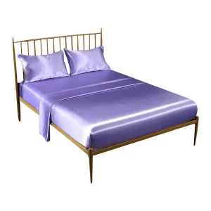 Anyhouz Fitted Sheet Silky Sheet Set with Pillow Cases - King - Purple