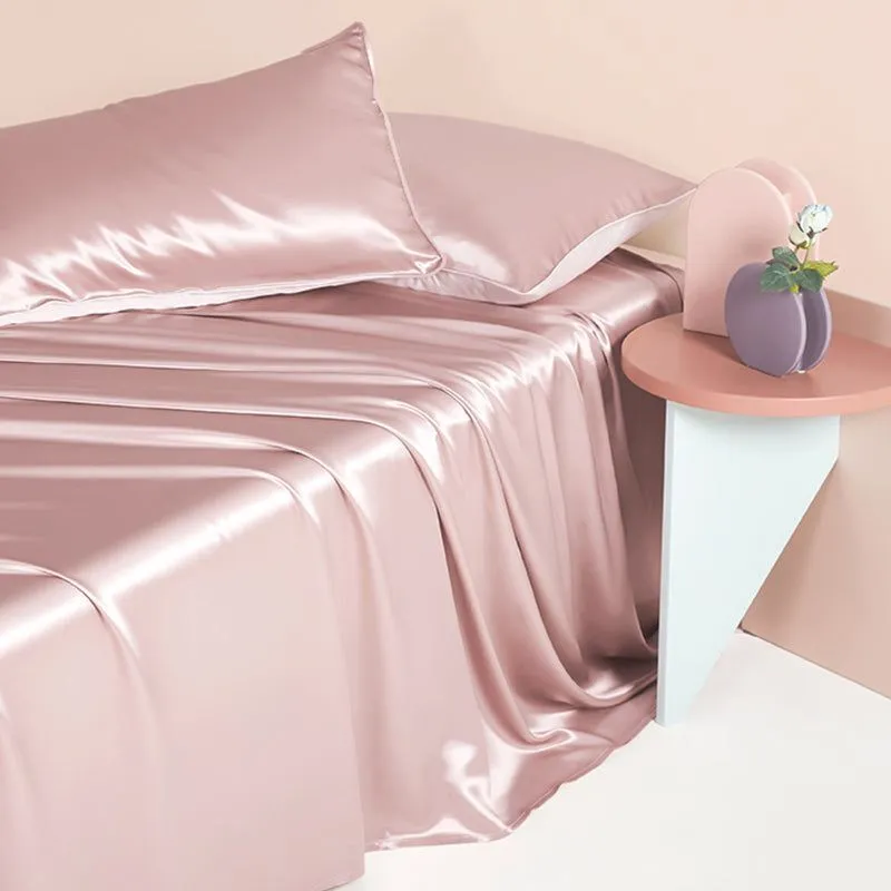 Anyhouz Fitted Sheet Silky Sheet Set with Pillow Cases - King - Purple