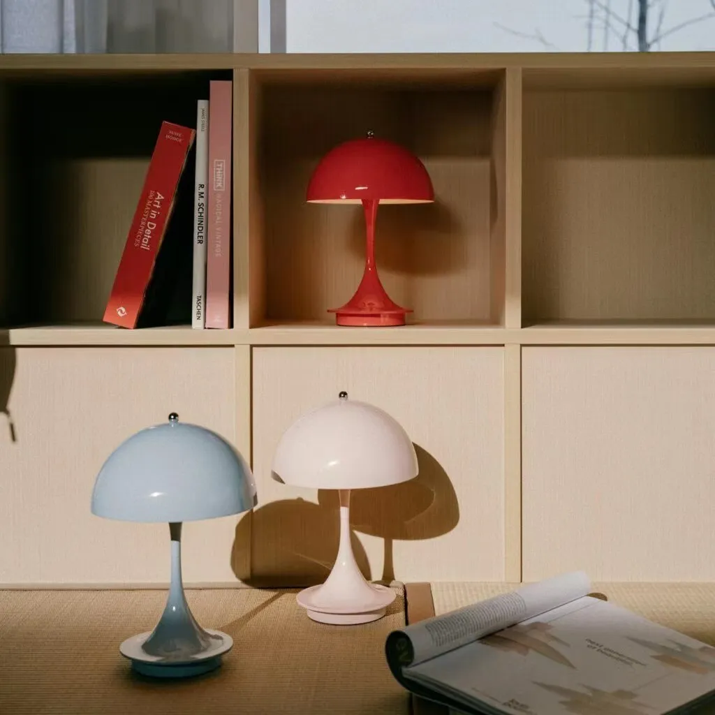 Anyhouz Luxury Lamp Gold Body Mushroom Home Décor Wirless Rechargeable Table Accents for Bedroom Hotel Living Room