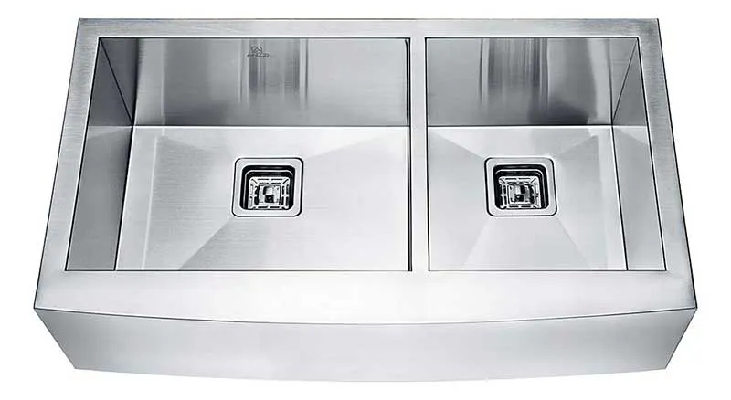 Anzzi ELYSIAN Series 33 in. Farm House 60/40 Dual Basin Handmade Stainless Steel Kitchen Sink