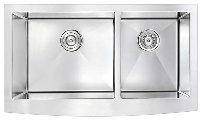 Anzzi ELYSIAN Series 36 in. Farm House 60/40 Dual Basin Handmade Stainless Steel Kitchen Sink