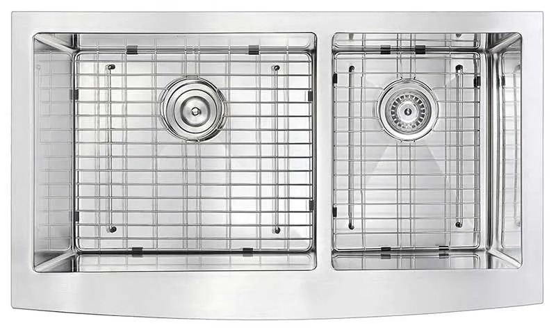 Anzzi ELYSIAN Series 36 in. Farm House 60/40 Dual Basin Handmade Stainless Steel Kitchen Sink