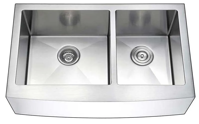 Anzzi ELYSIAN Series 36 in. Farm House 60/40 Dual Basin Handmade Stainless Steel Kitchen Sink