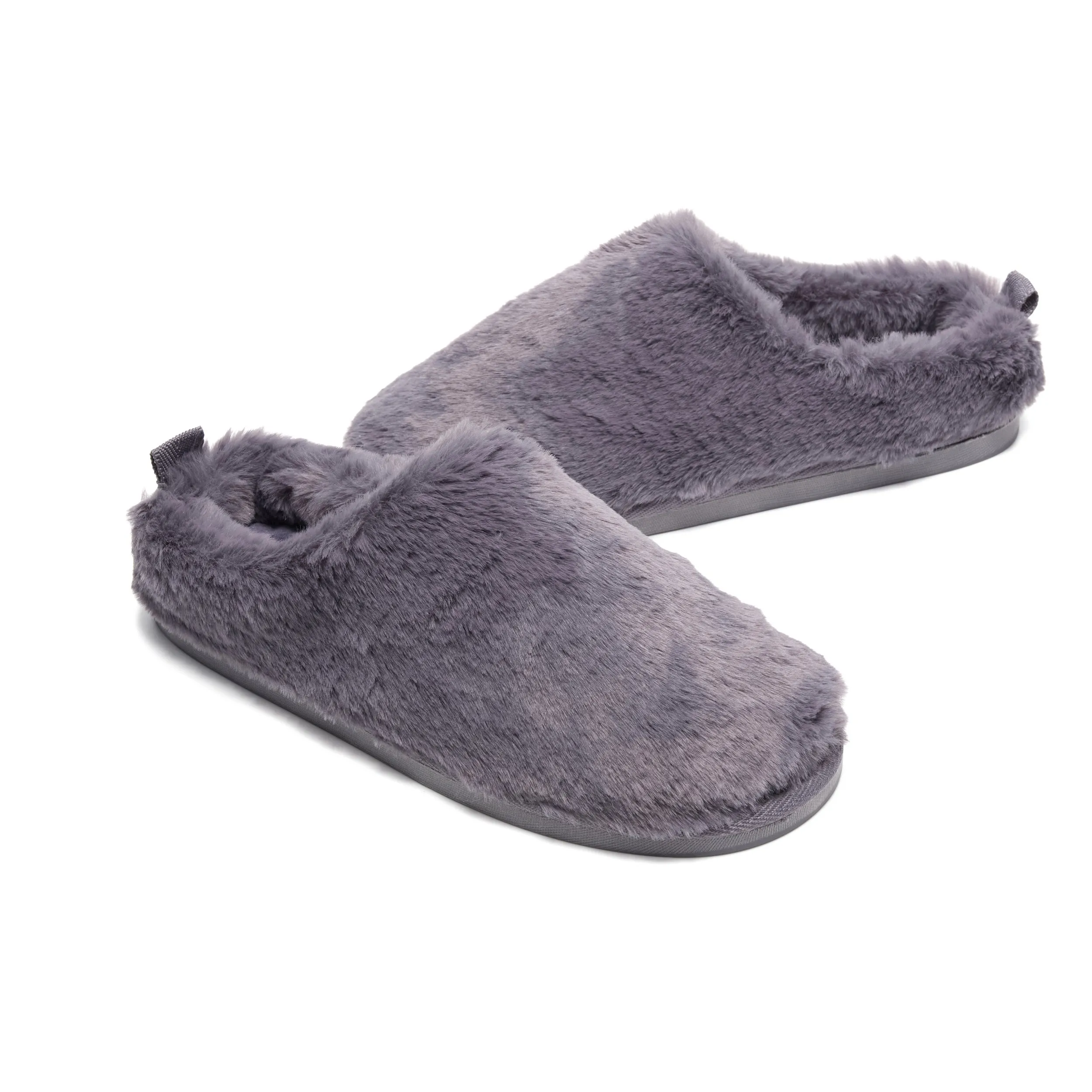 Ariana - 100% Recycled Faux Fur Mule Slipper - Ink