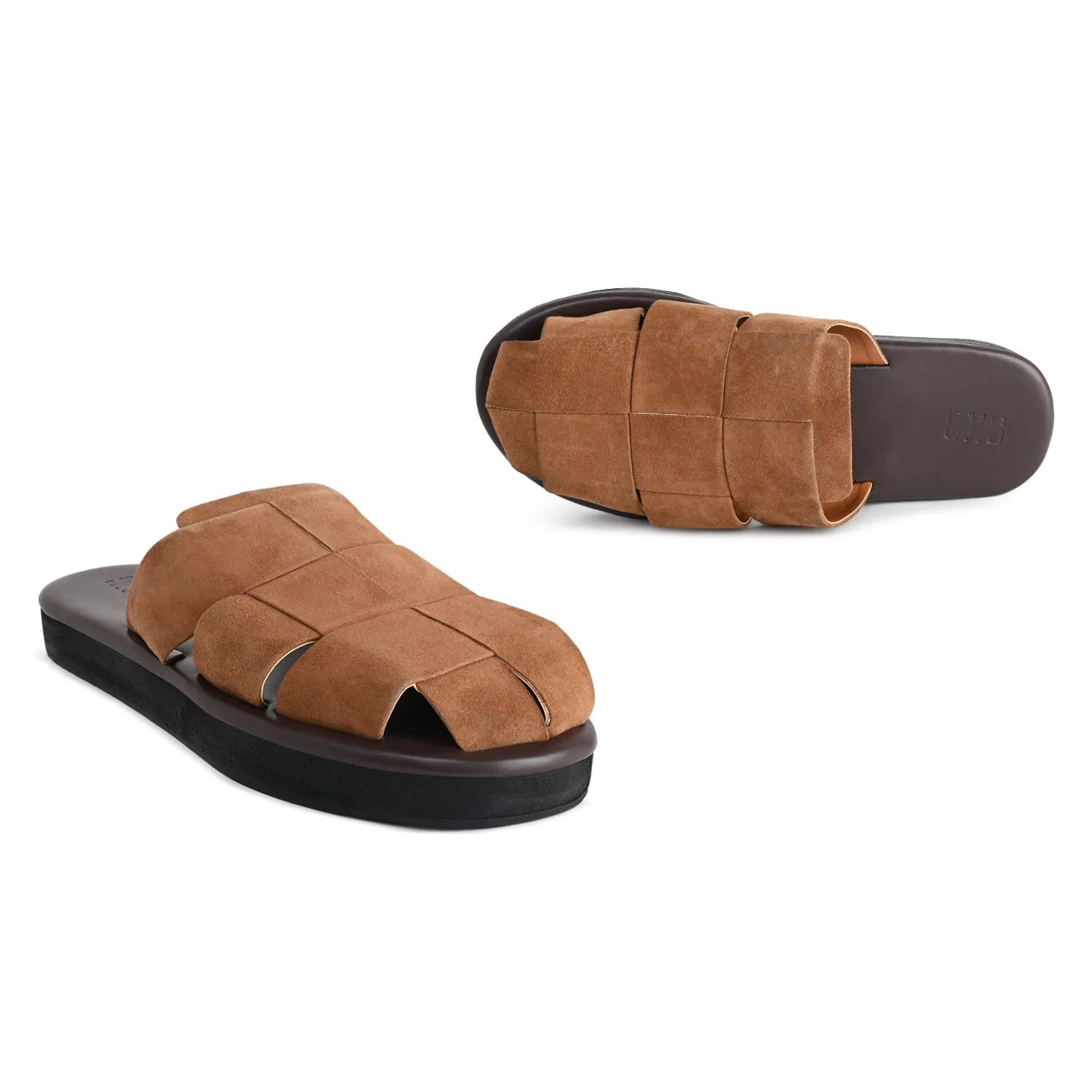 Arta Brown Suede Slippers for Men