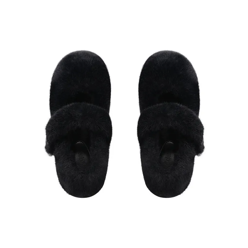 Autumn and Winter Cute Velvet Warm Furry Shoes Round Toe Women's Shoes