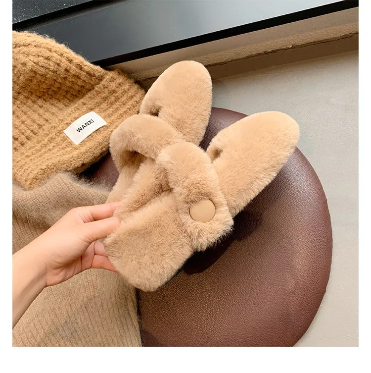 Autumn and Winter Cute Velvet Warm Furry Shoes Round Toe Women's Shoes
