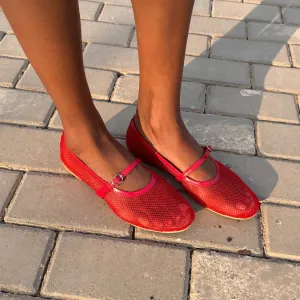 BAILATIRA RED FISHNET FLATS