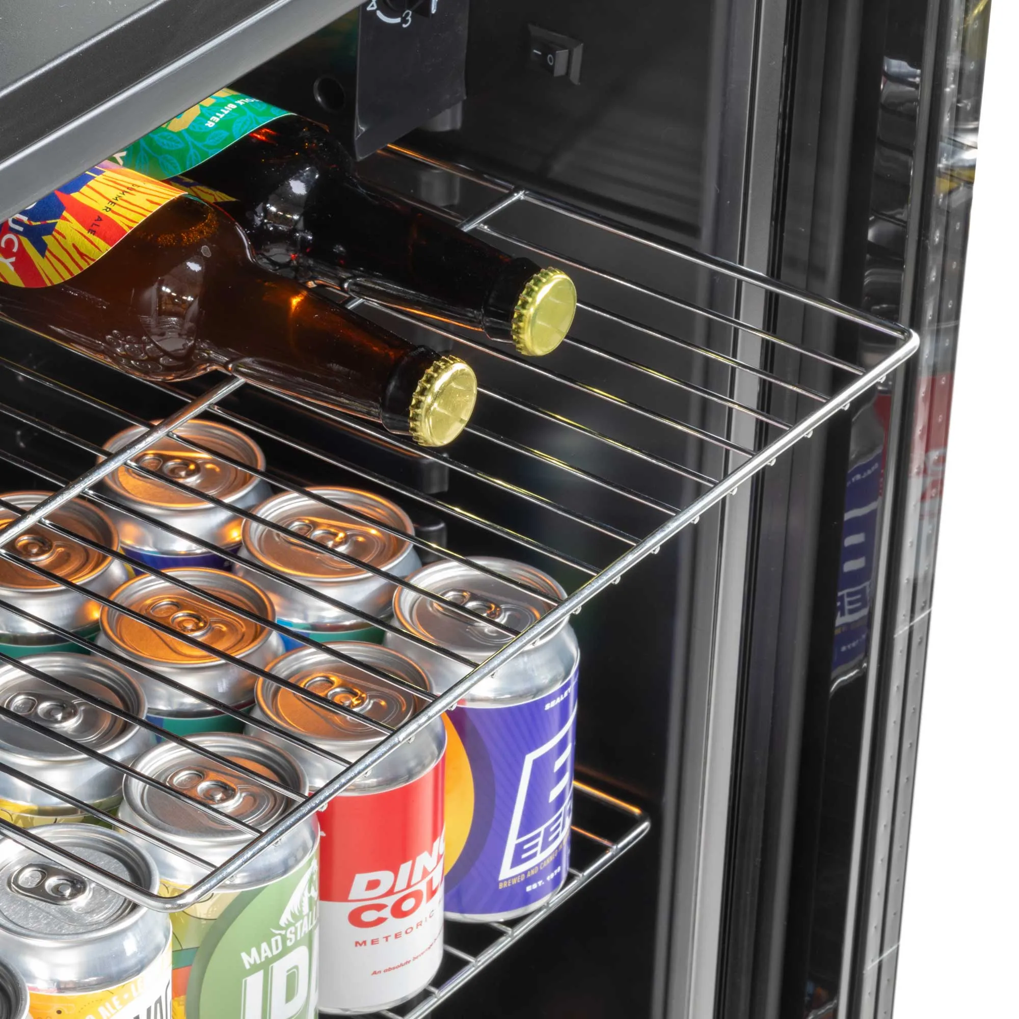 Baridi 85L Under Counter Drinks, Beer & Wine Cooler Fridge with Light, Stainless Steel - DH31
