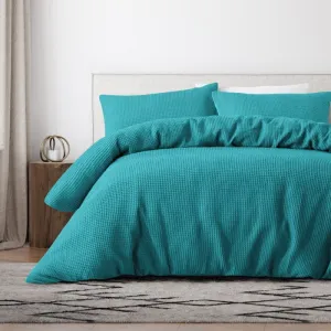 Bas Phillips Premier Cotton Waffle Quilt Cover Set - TEAL