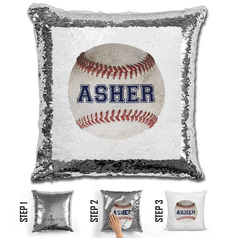 Baseball Personalized Magic Sequin Pillow