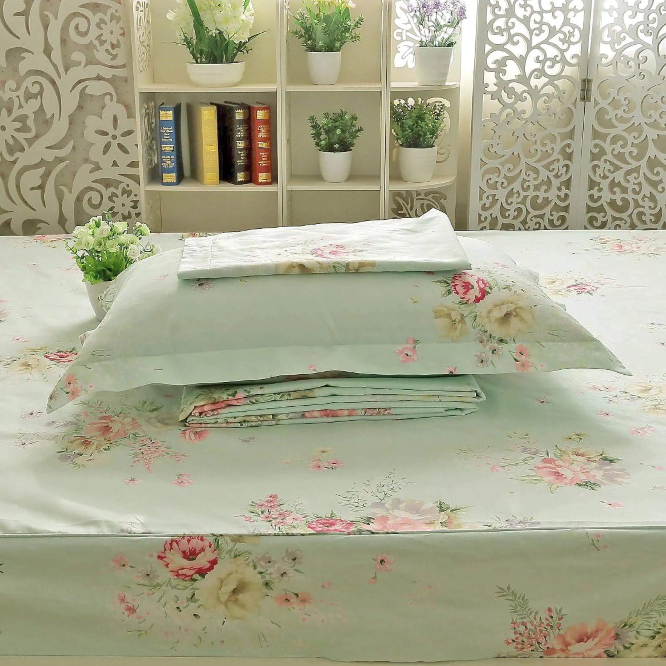 Bedding Sheet Set-Red Floral