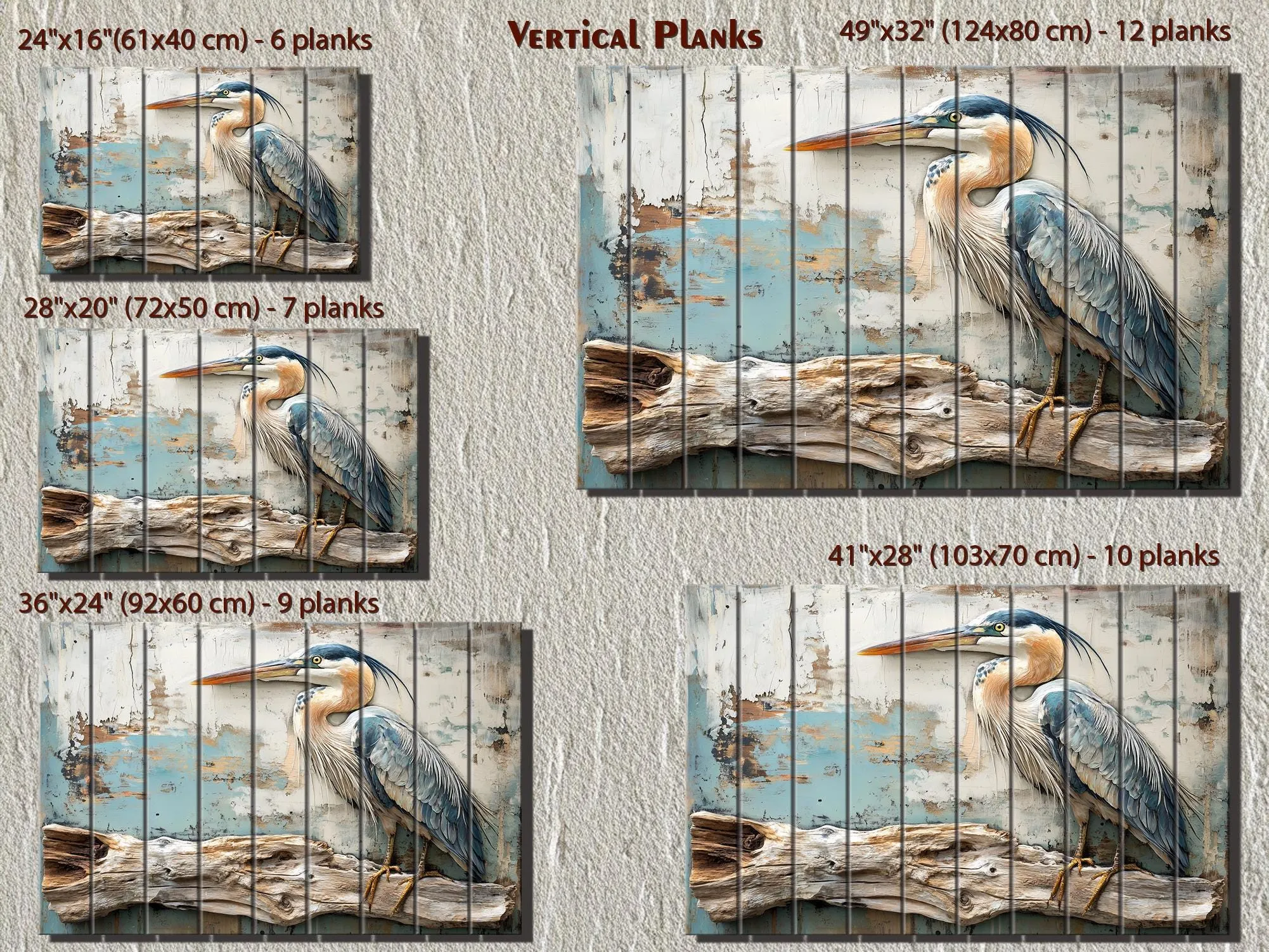 Blue Heron Wood Wall Art