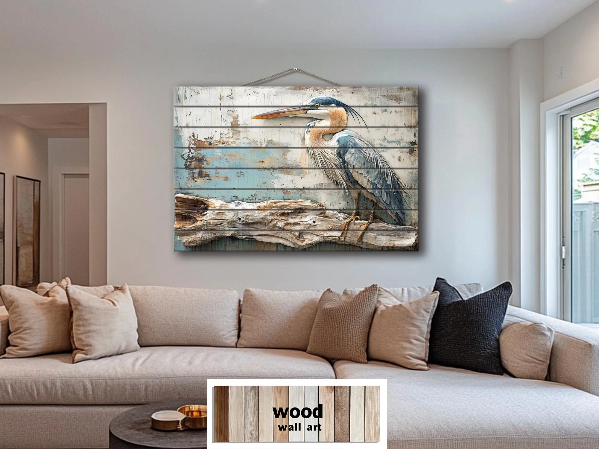 Blue Heron Wood Wall Art