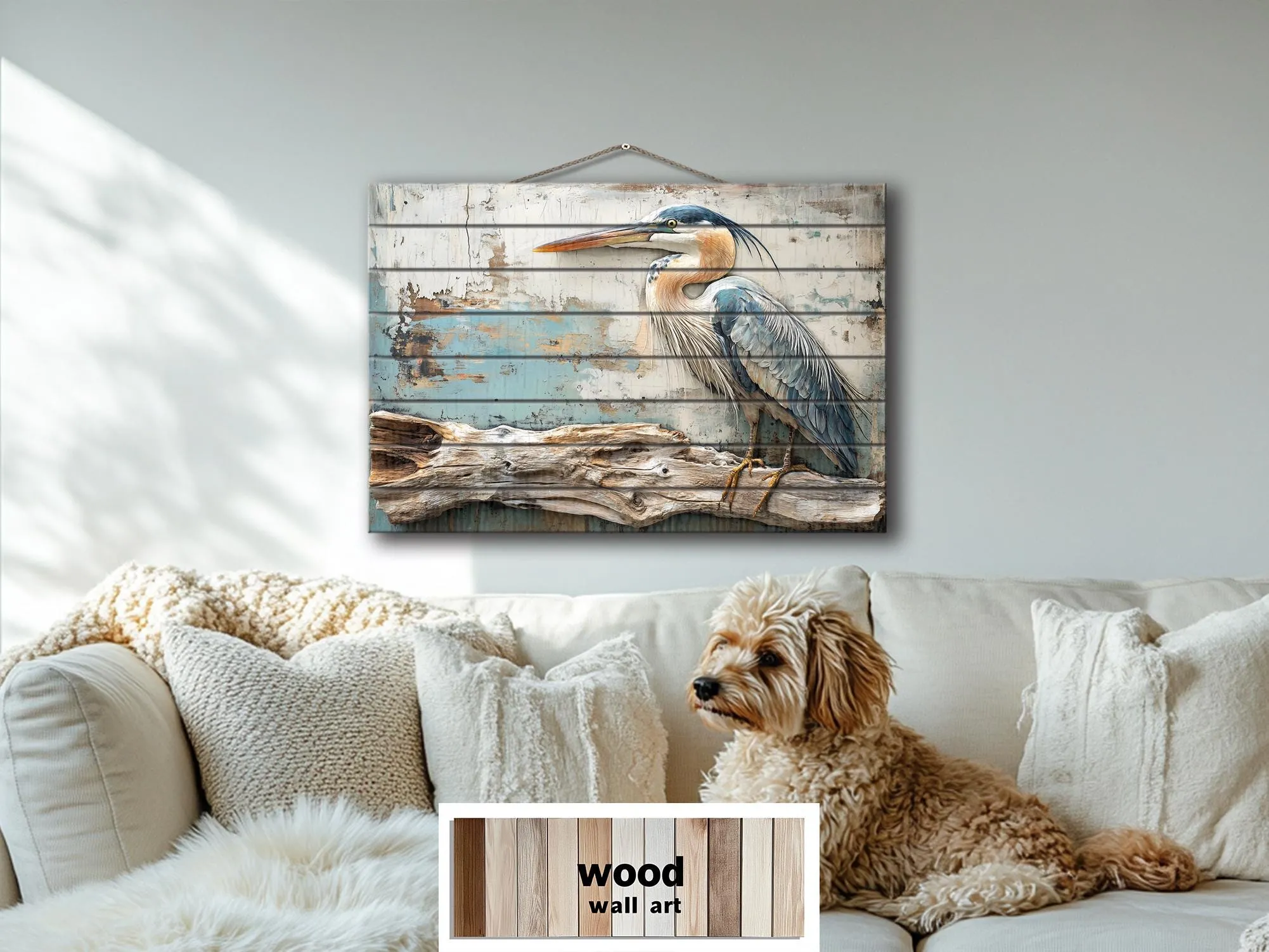 Blue Heron Wood Wall Art