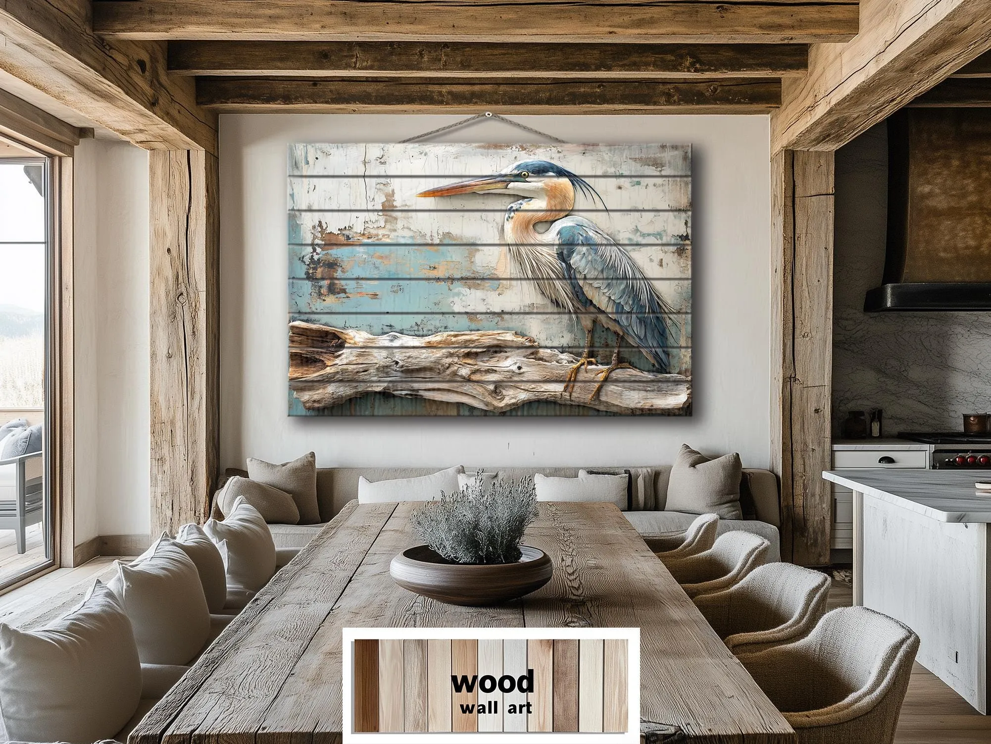 Blue Heron Wood Wall Art