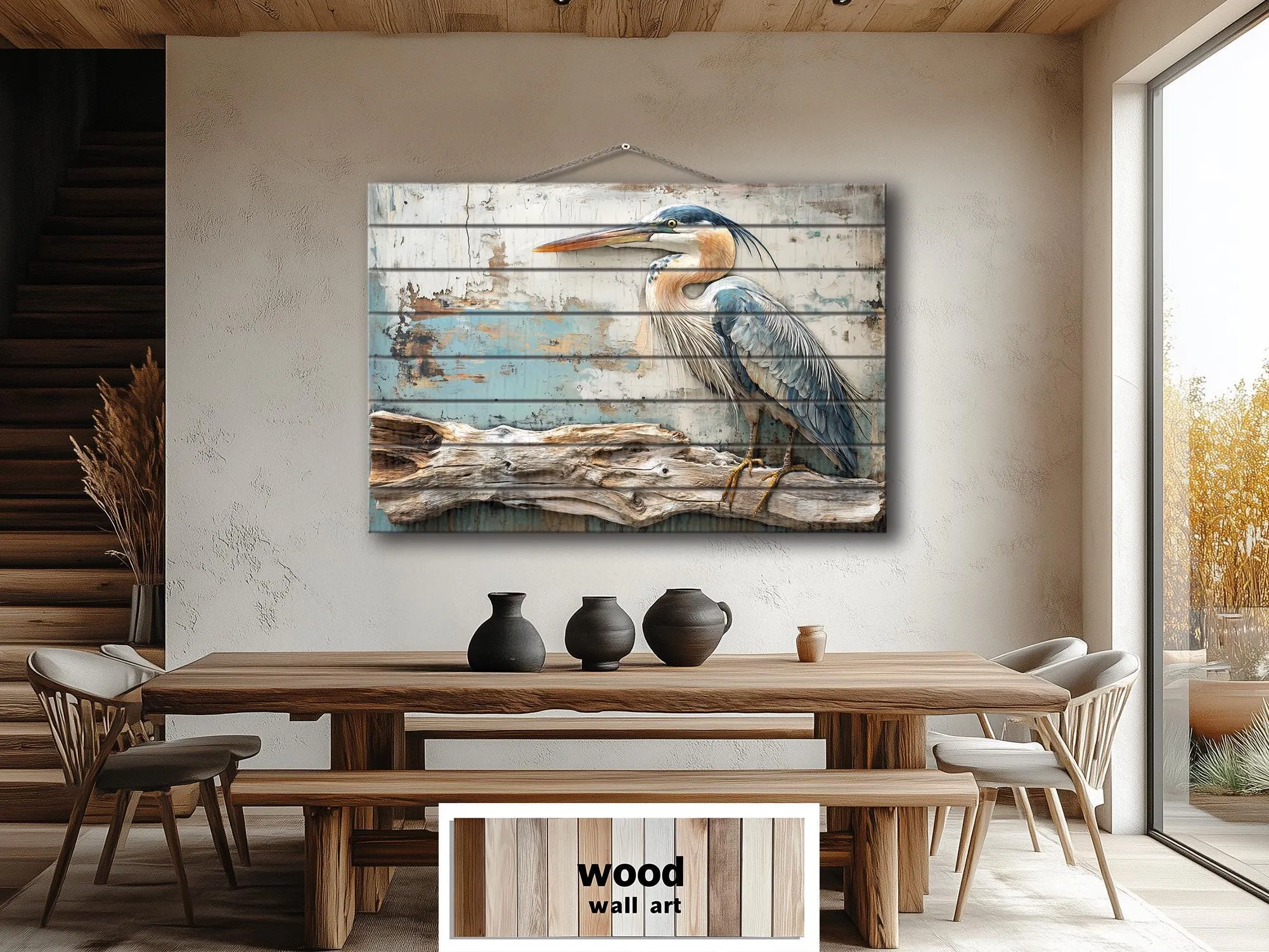 Blue Heron Wood Wall Art