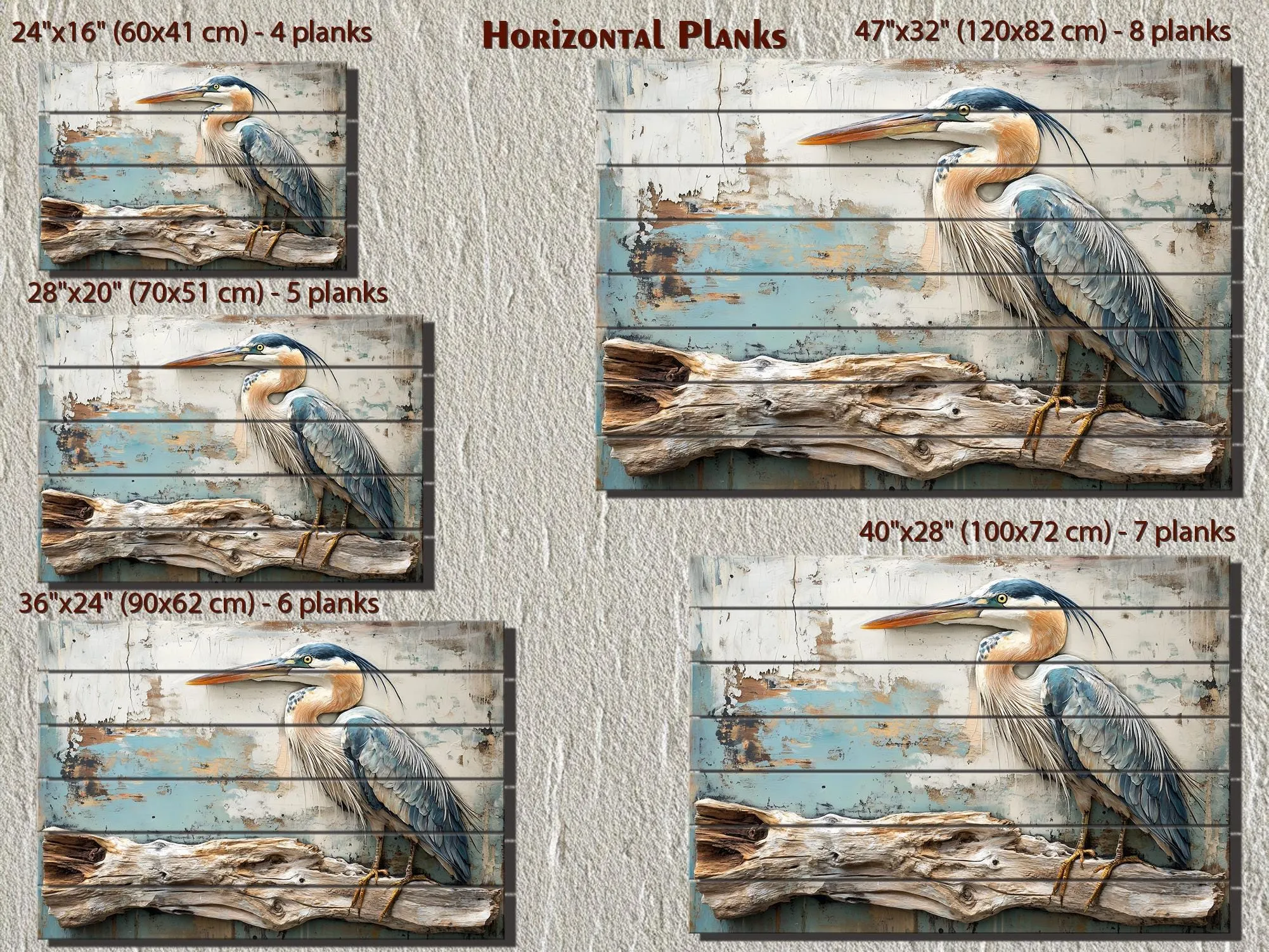 Blue Heron Wood Wall Art