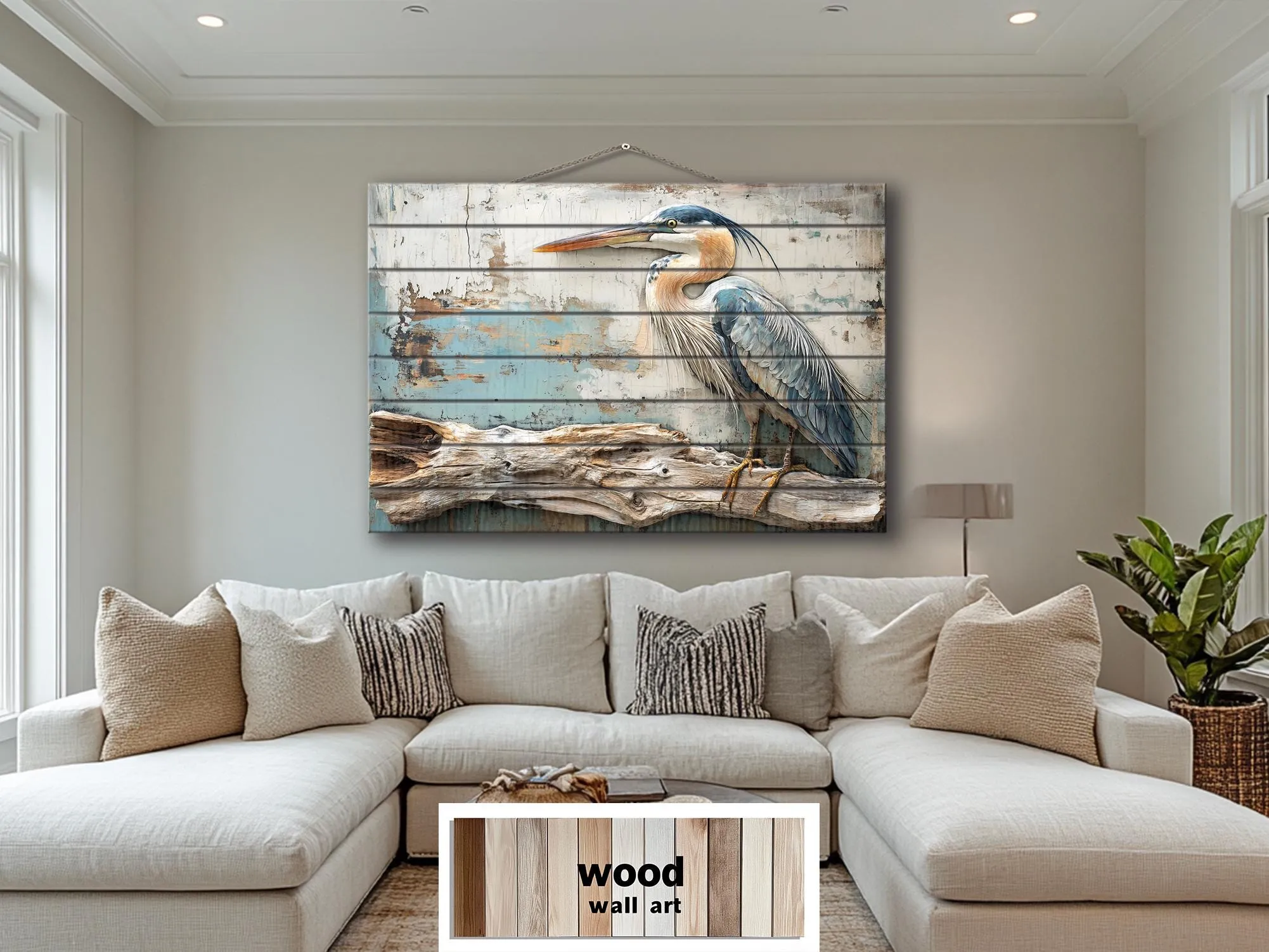 Blue Heron Wood Wall Art