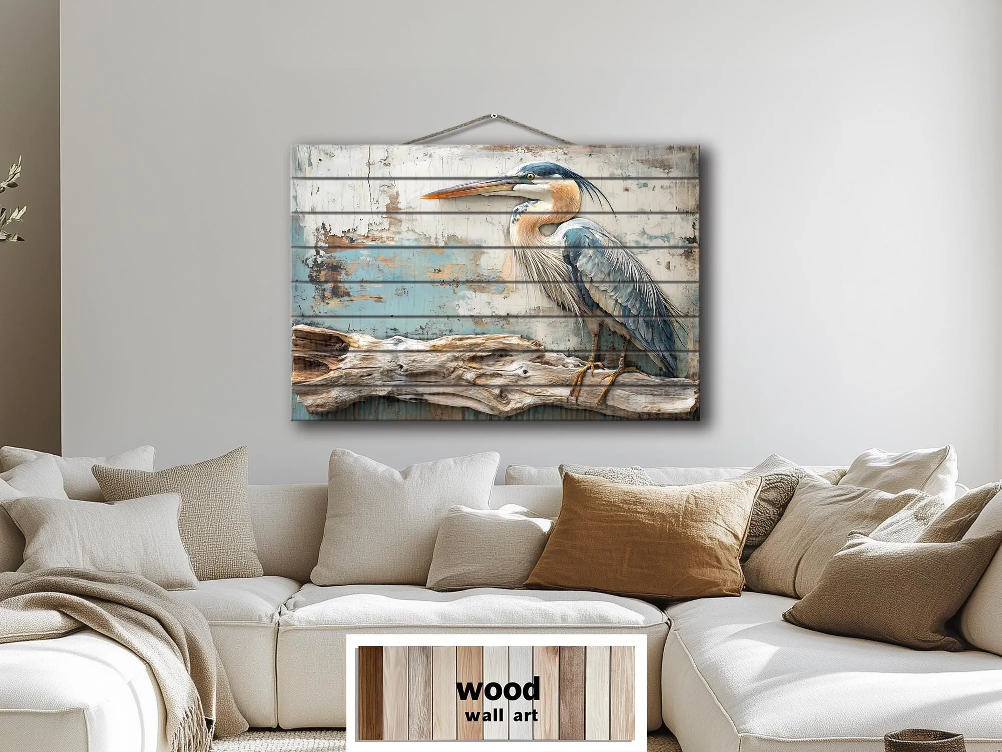 Blue Heron Wood Wall Art