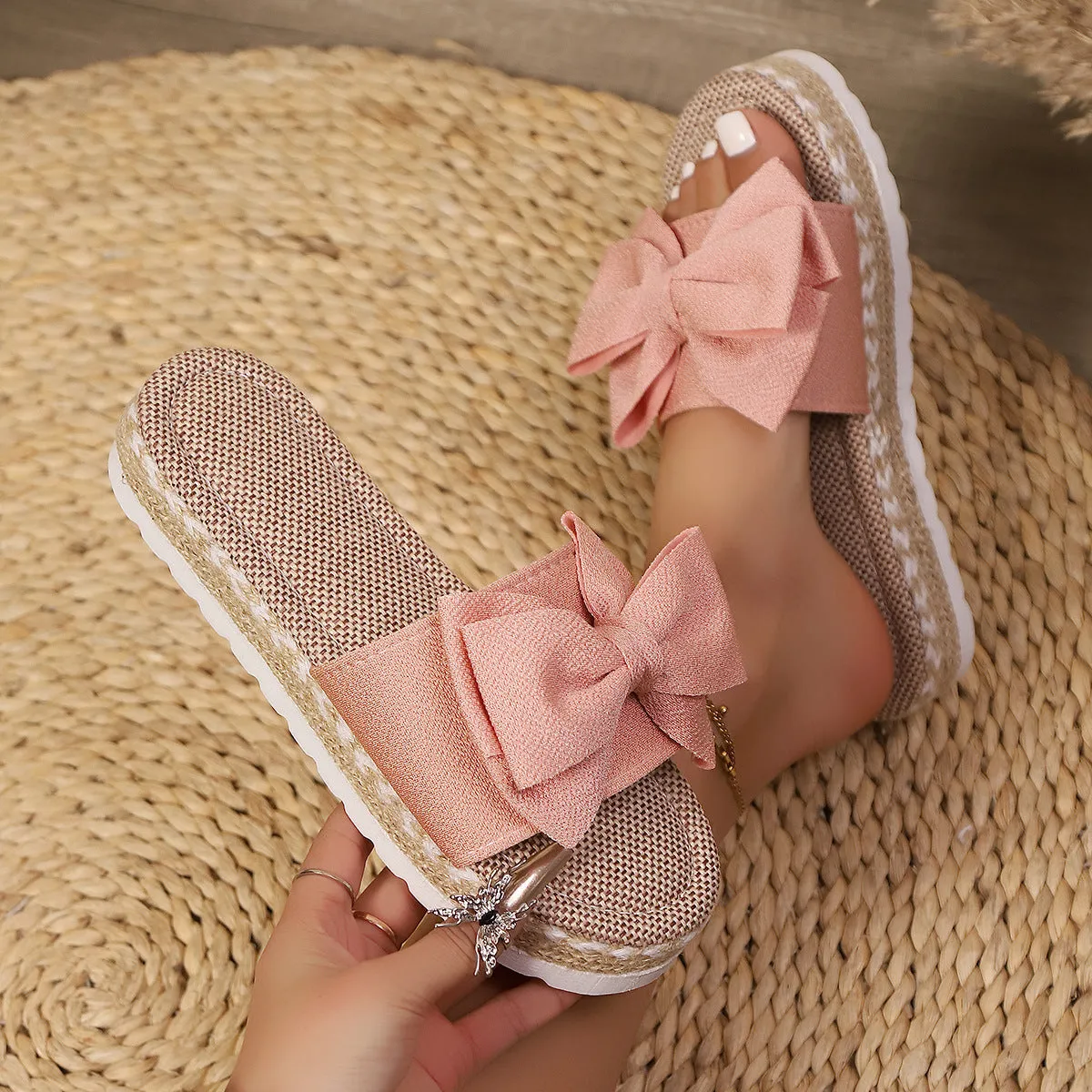 Bow Open Toe Platform Sandals