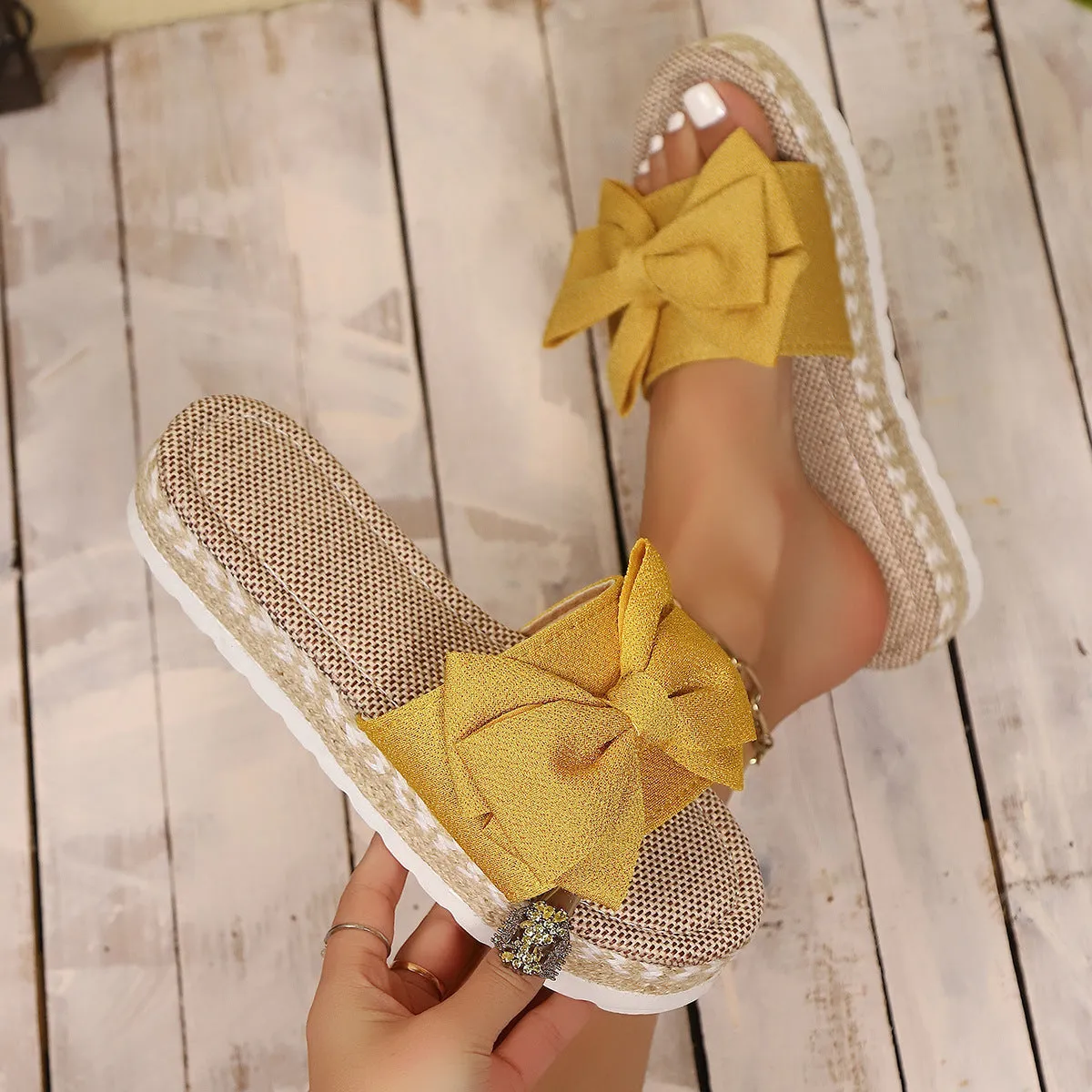 Bow Open Toe Platform Sandals