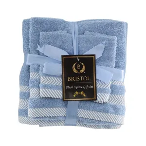 Bristol 100% Cotton Plush Towel Set - 3-Piece Powder Blue