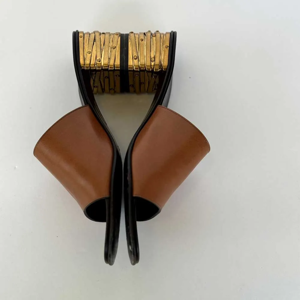 Brown Leather Mules