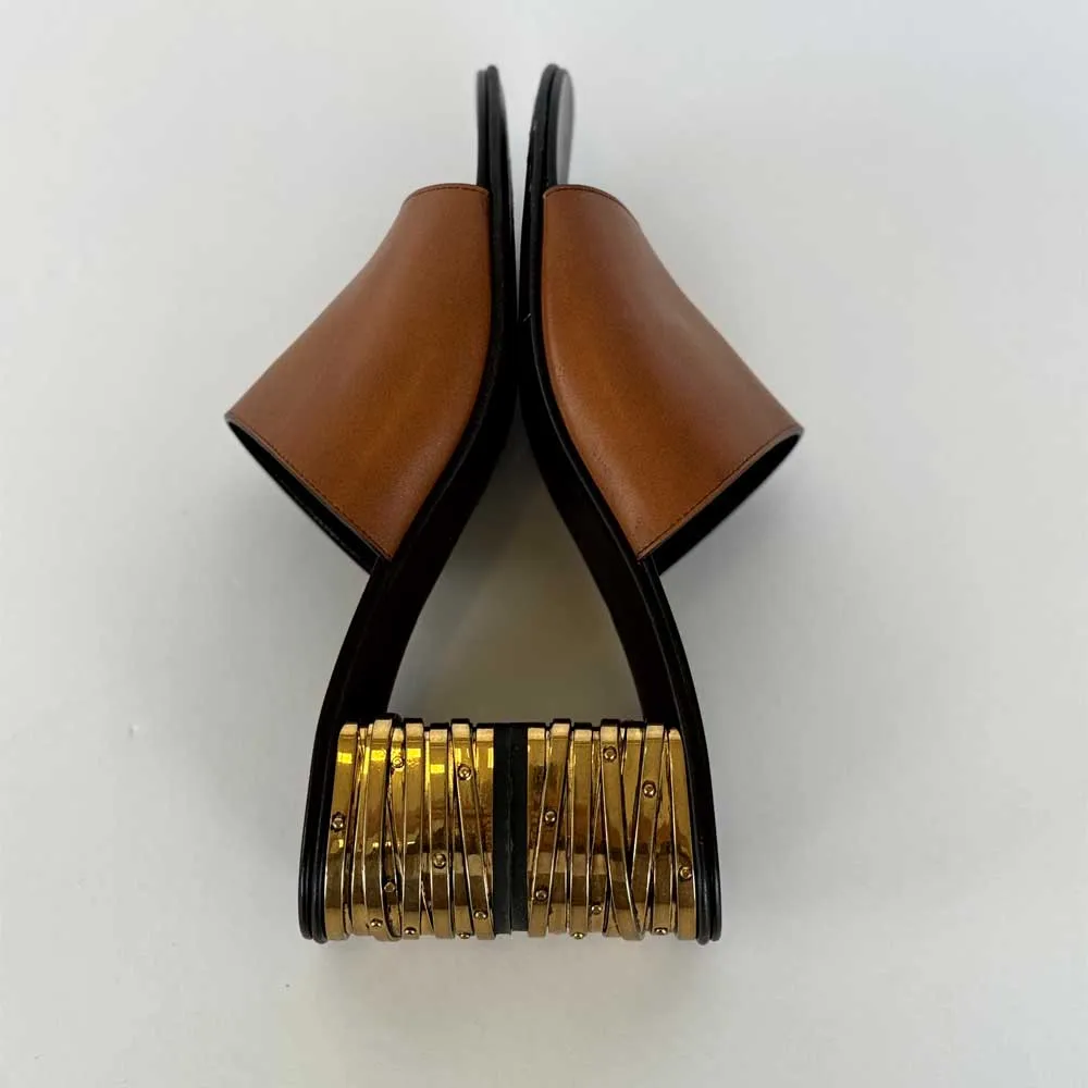 Brown Leather Mules