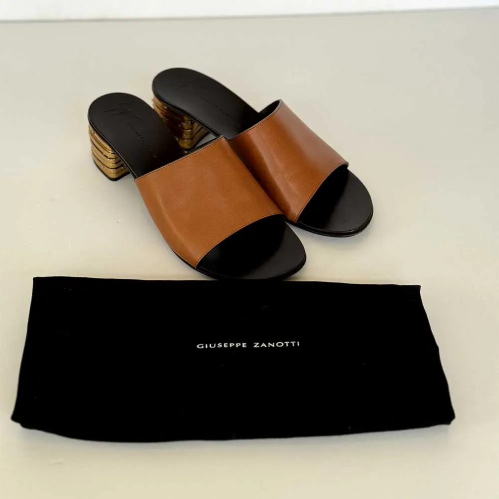 Brown Leather Mules