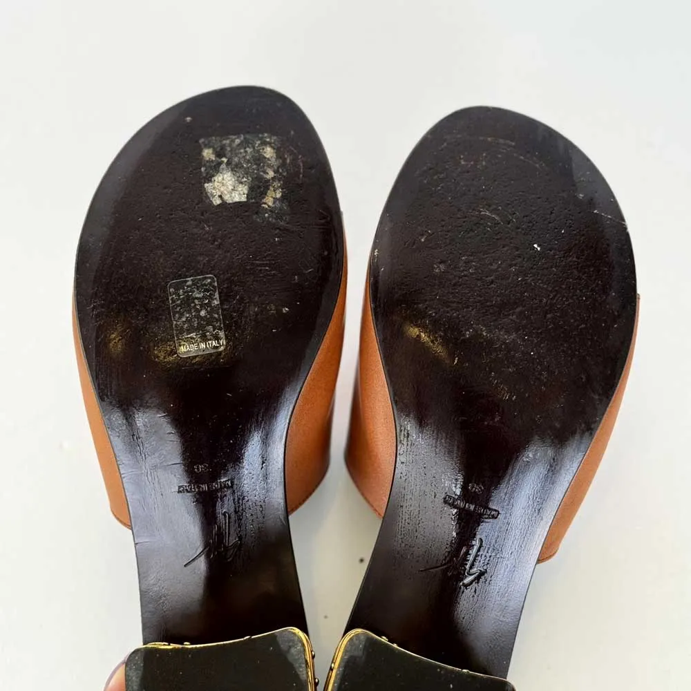 Brown Leather Mules