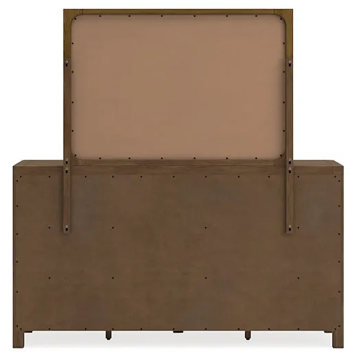 Cabalynn California King Panel Bed with Storage with Mirrored Dresser and 2 Nightstands