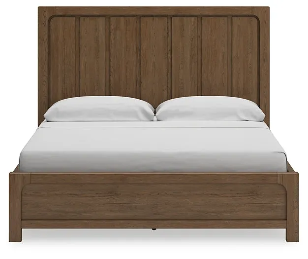 Cabalynn California King Panel Bed with Storage with Mirrored Dresser and 2 Nightstands