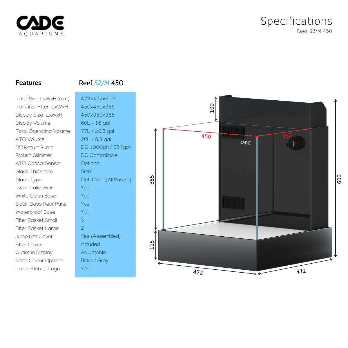 Cade Pro Reef S2/M 450 (Desktop Mini)
