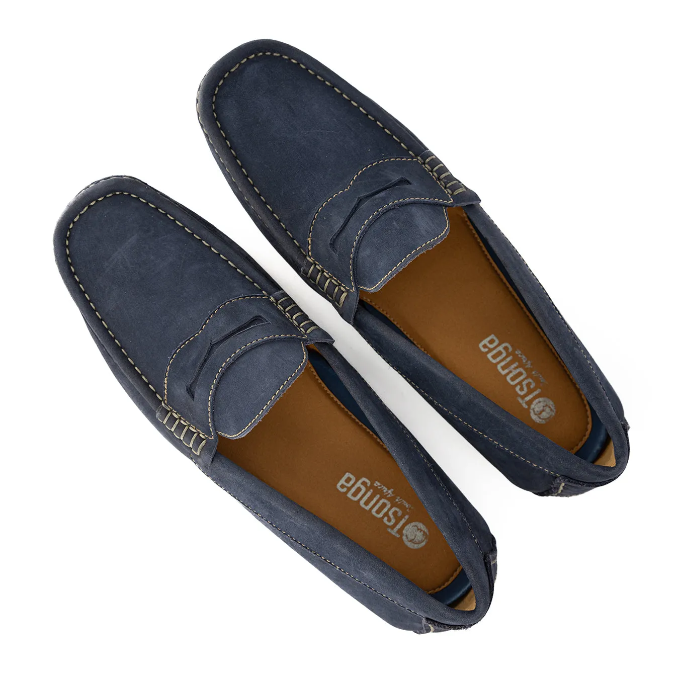 Cairo : Men's Leather Moccasin in Marine Nubuck