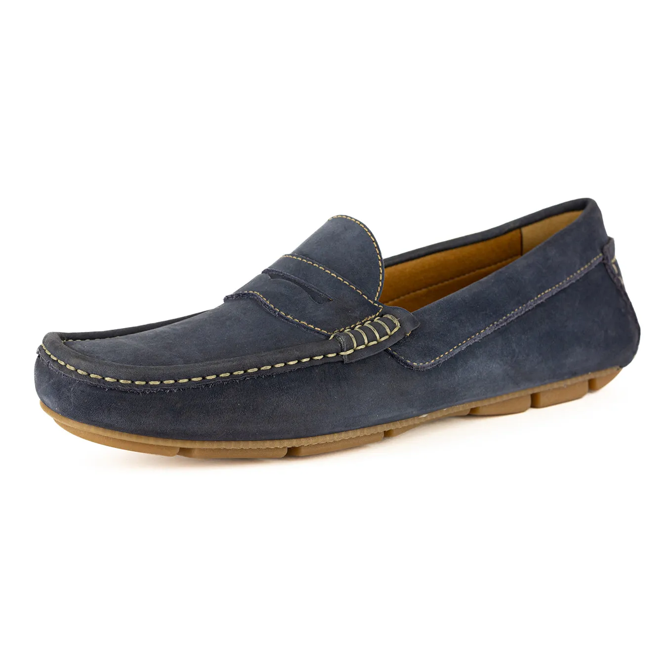 Cairo : Men's Leather Moccasin in Marine Nubuck