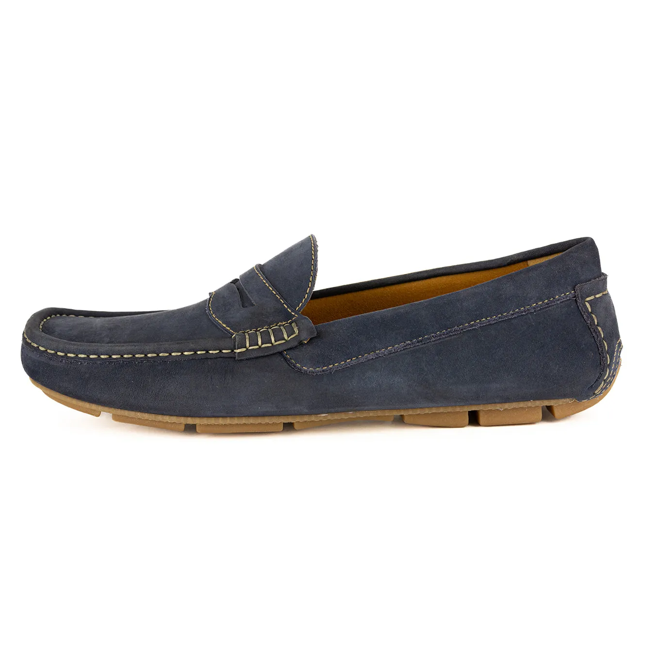 Cairo : Men's Leather Moccasin in Marine Nubuck