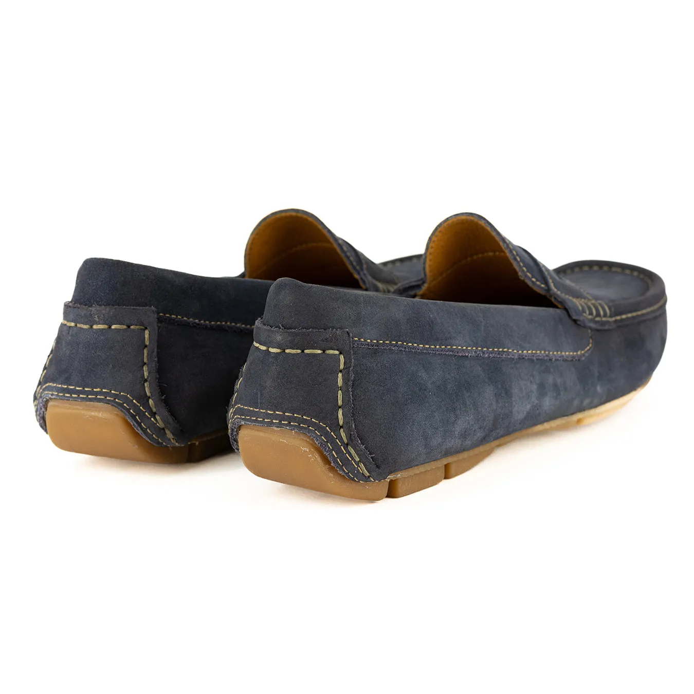 Cairo : Men's Leather Moccasin in Marine Nubuck