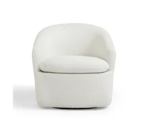 Carrie White Boucle Swivel Chair