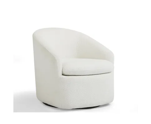 Carrie White Boucle Swivel Chair