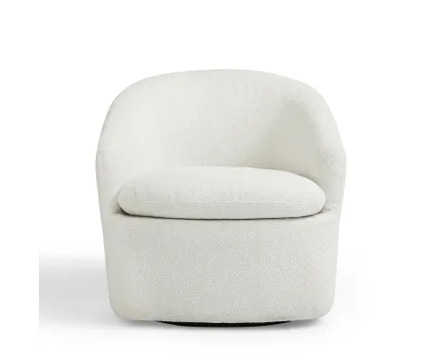 Carrie White Boucle Swivel Chair