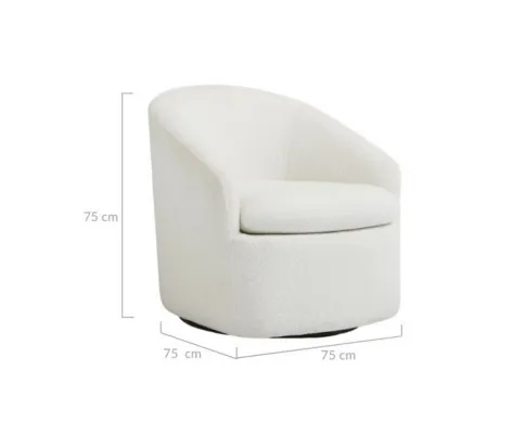 Carrie White Boucle Swivel Chair