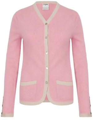 Chanel pink and beige cashmere cardigan Size 10UK