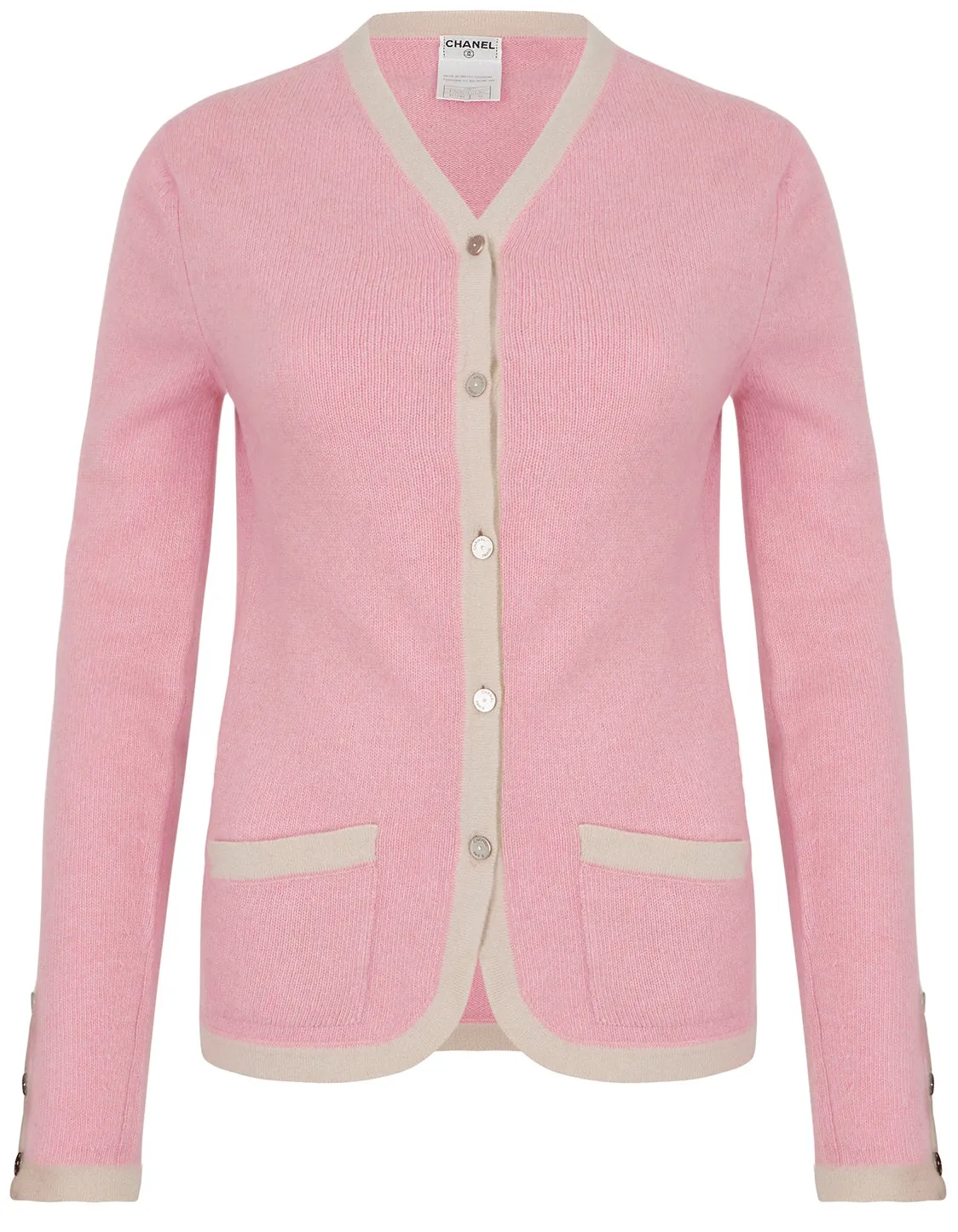 Chanel pink and beige cashmere cardigan Size 10UK