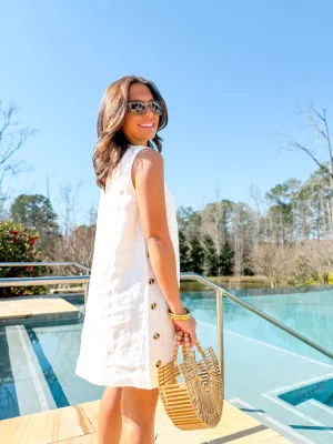 Coastal White Linen Mini Dress