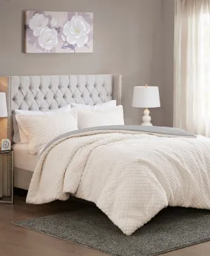 Colden Reversible Textured Sherpa to Faux Mink Comforter Set